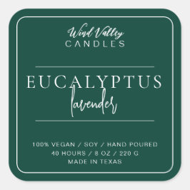 Modernes, minimalistisches Smaragdgrün-Kerzensiege Quadratischer Aufkleber