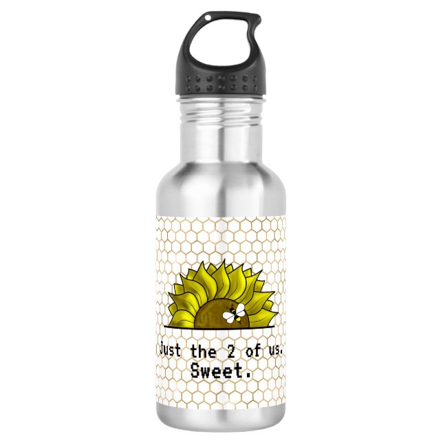 Modernes Minimalistisches Sonnenblumen-Skript Edelstahlflasche (Vorderseite)