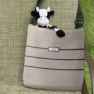 Modernes minimalistisches Streifenmonogramm Taupe