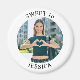 Modernes Minimalistisches Sweet 16 Birthday Circle Magnet