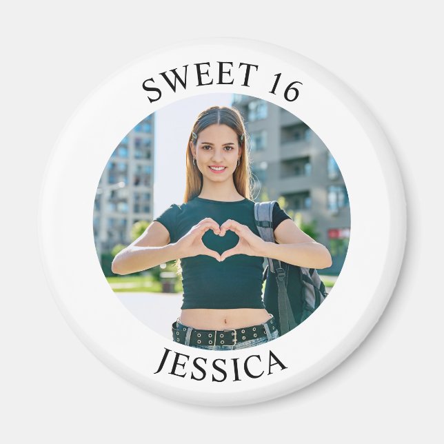 Modernes Minimalistisches Sweet 16 Birthday Circle Magnet (Vorne)