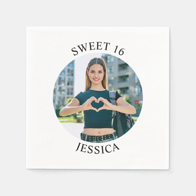 Modernes Minimalistisches Sweet 16 Birthday Circle Serviette (Vorderseite)
