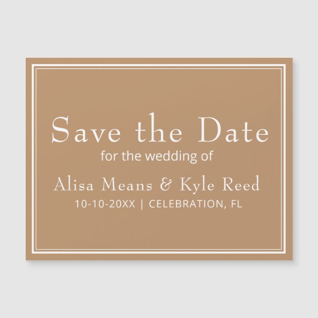 Modernes Minimalistisches Tan Beige Magnetkarte (Vorderseite)