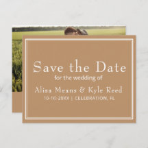 Modernes Minimalistisches Tan-Foto Save the Date