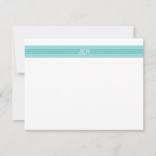 Modernes minimalistisches Teal-Monogramm Mitteilungskarte