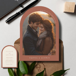 Modernes Minimalistisches Terracotta Arch Foto Hoc Einladung