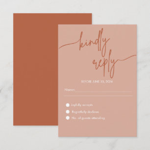 Modernes Minimalistisches Terracotta Orange Weddin Begleitkarte