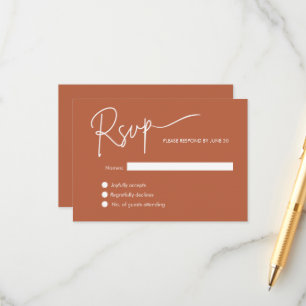 Modernes Minimalistisches Terracotta Wedding RSVP Begleitkarte