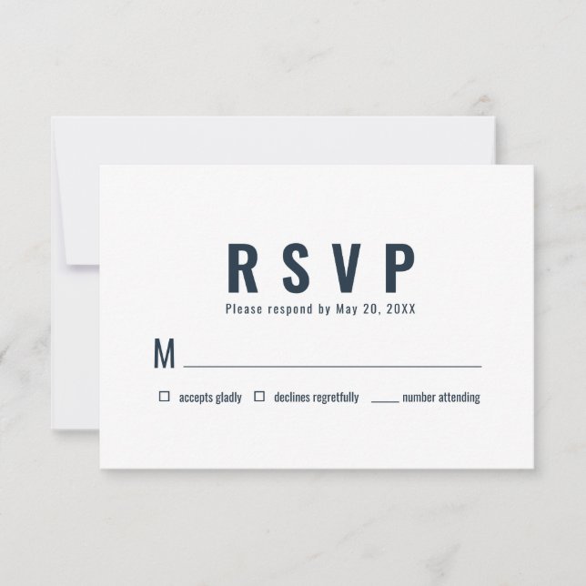 Modernes + Minimalistisches Typografie-Hochzeitssz RSVP Karte (Vorderseite)