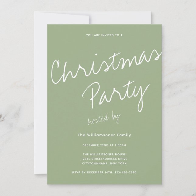 Modernes Minimalistisches Typografie-Party Einladung (Vorderseite)