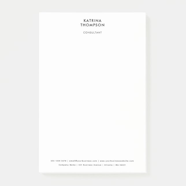 Modernes Minimalistisches Unternehmen Post-it Klebezettel (Vorderseite)