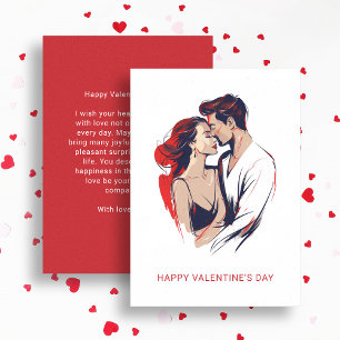 Modernes Minimalistisches Valentinstag-Paar in Lie Feiertagskarte