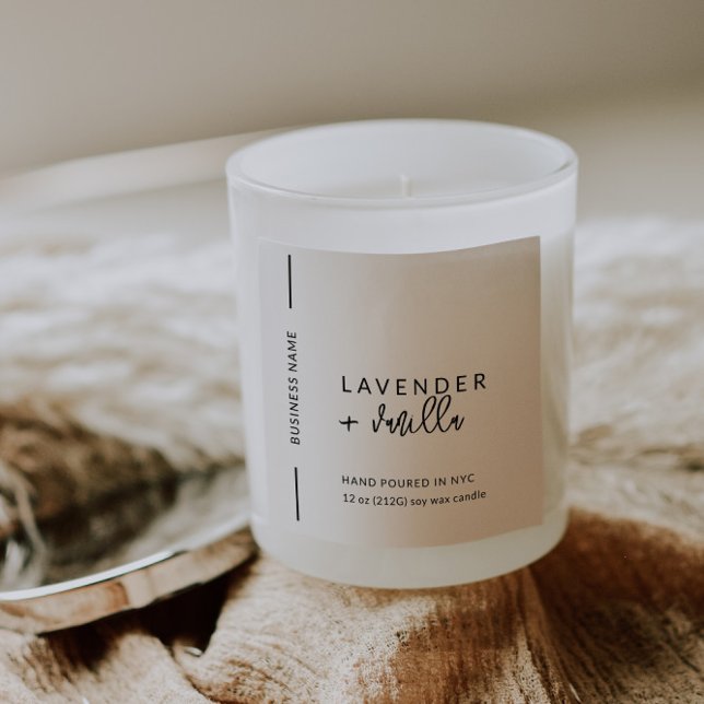 Modernes, Minimalistisches Verpackungs-Candle-Kosm Quadratischer Aufkleber (Modern Minimal Candle or Cosmetic Label)