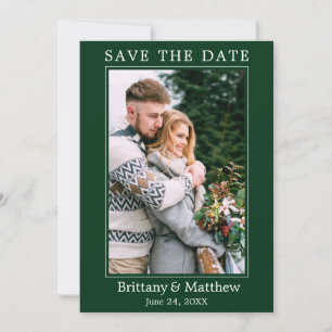Modernes Minimalistisches Waldgrün Save The Date