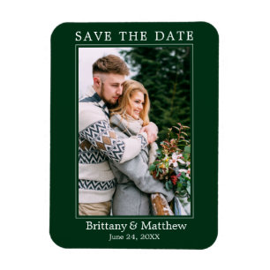 Modernes Minimalistisches Waldgrün Save the Date Magnet