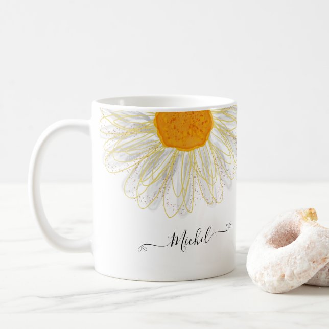Modernes Minimalistisches Watercolol Chamomile Kaffeetasse (Mit Donut)