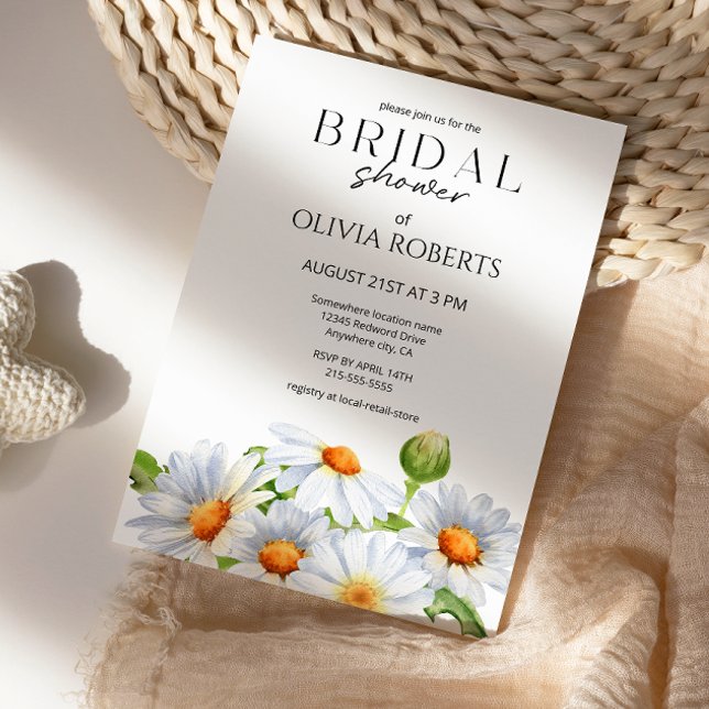 Modernes Minimalistisches Watercolol Daisy Brautpa Einladung (Von Creator hochgeladen)