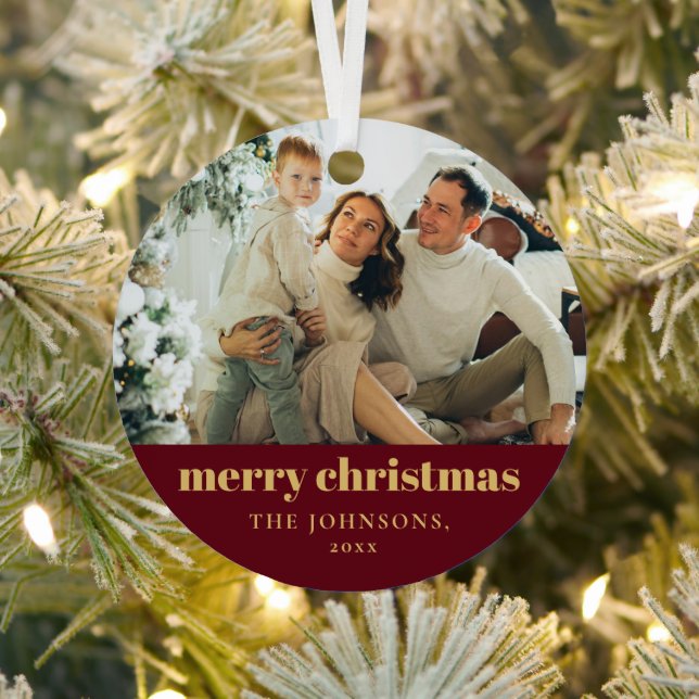 Modernes Minimalistisches Weihnachts-Foto Ornament Aus Metall (InSitu)