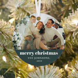 Modernes Minimalistisches Weihnachts-Foto Ornament Aus Metall