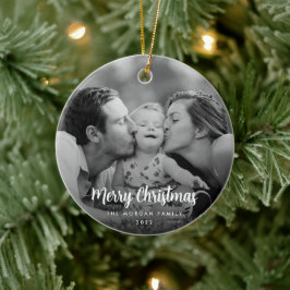 Modernes Minimalistisches Weihnachts-Schwarz-Weiß- Keramik Ornament