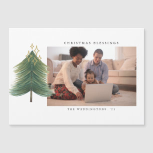 Modernes Minimalistisches Weihnachtsbaum-Foto Magnetkarte