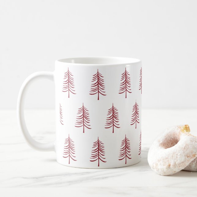 Modernes Minimalistisches Weihnachtsbaummuster Kaffeetasse (Mit Donut)
