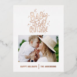 Modernes, minimalistisches Weihnachtsburgund-Foto Folien Feiertagspostkarte