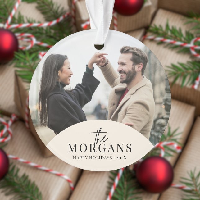 Modernes Minimalistisches Weihnachtsfamilien-Foto Ornament (Von Creator hochgeladen)