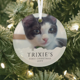Modernes Minimalistisches Weihnachtsfest der Katze Ornament Aus Glas