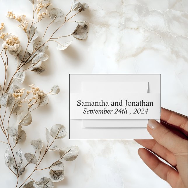 Modernes Minimalistisches Weiß auf Schwarz Einladungsbanderole (Von Creator hochgeladen)