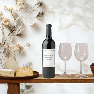 Modernes Minimalistisches Weiß auf schwarzen Weine Weinetikett