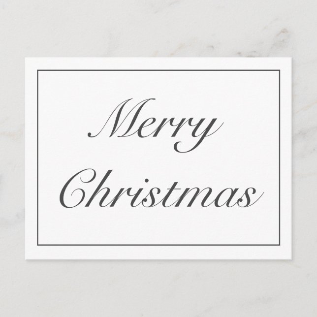 Modernes Minimalistisches Weiß frohe Weihnachtsgrü Ankündigungspostkarte (Vorderseite)