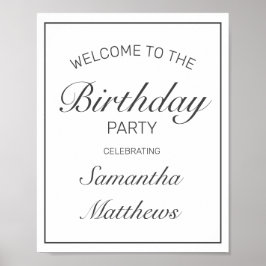 Modernes Minimalistisches Weißes Geburtstagszeiche Poster