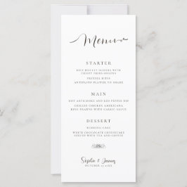Modernes Minimalistisches Weißes Hochzeitmenü