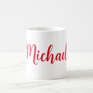 Modernes Minimalistisches Weißes Rot - Name hinzuf Kaffeetasse