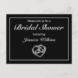 Modernes Minimalistisches Weißschwarzes Brautparty Ankündigungspostkarte