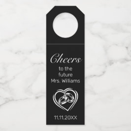 Modernes Minimalistisches Weißschwarzes Brautparty Flaschenanhänger