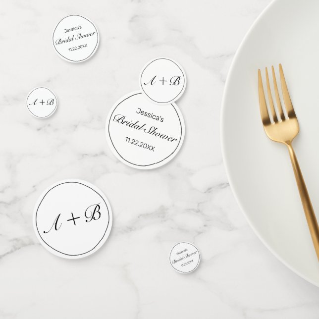 Modernes Minimalistisches Weißschwarzes Brautparty Konfetti (Gruppe)