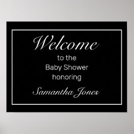 Modernes Minimalistisches White Baby Dusche Begrüß Poster