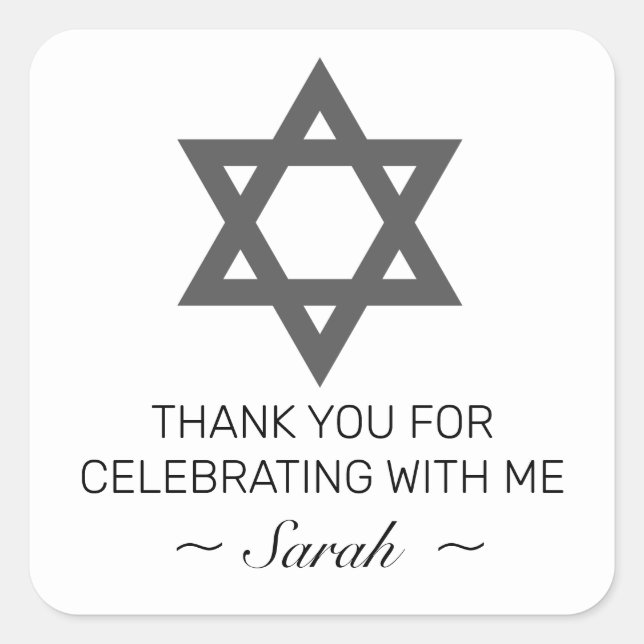 Modernes Minimalistisches White Bar Bat Mitzvah Vi Quadratischer Aufkleber (Vorderseite)