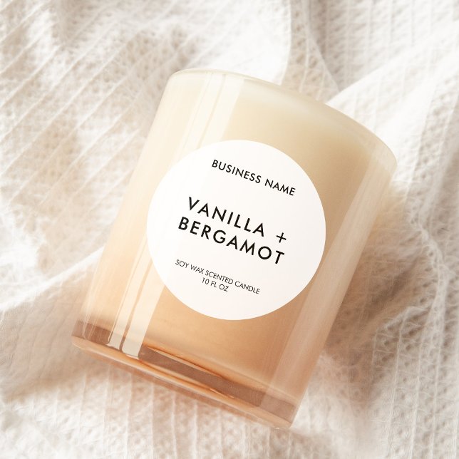 Modernes, Minimalistisches White Candle Label Runder Aufkleber (Von Creator hochgeladen)