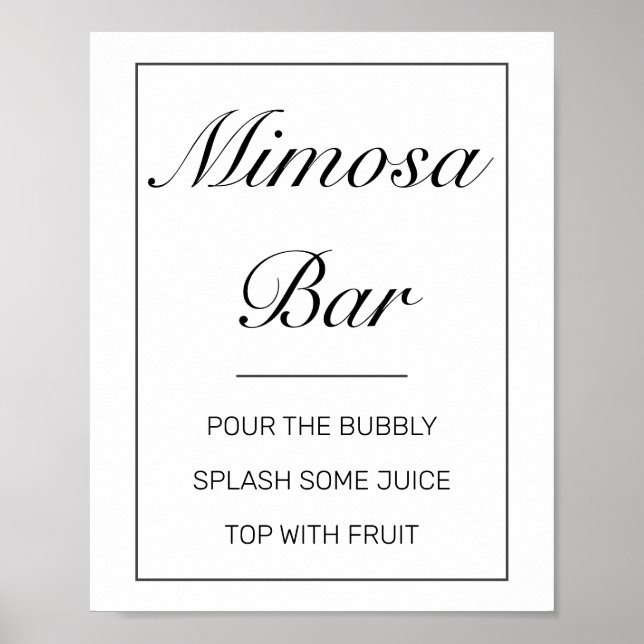 Modernes Minimalistisches White Mimosa Bar Wedding Poster (Vorne)