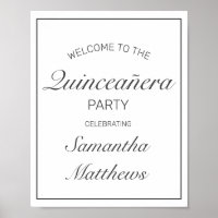 Modernes Minimalistisches White Quinceañera Begrüß