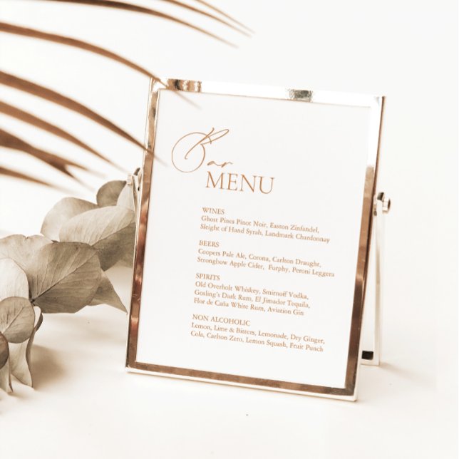 Modernes Minimalistisches White Wedding Bar Menu-Z (Von Creator hochgeladen)