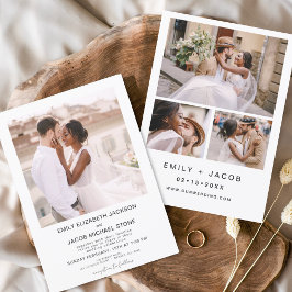 Modernes Minimalistisches White Wedding Foto 4 Einladung