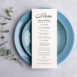 Modernes, Minimalistisches White Wedding Menu Menükarte