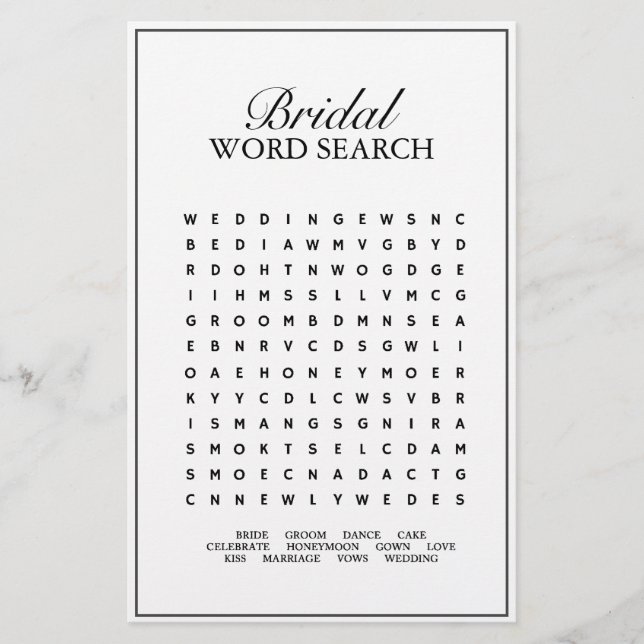 Modernes Minimalistisches White Word Search Game (Vorderseite)