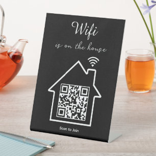 Modernes minimalistisches WiFi-QR-Code-Pedestalsch Sockelschild