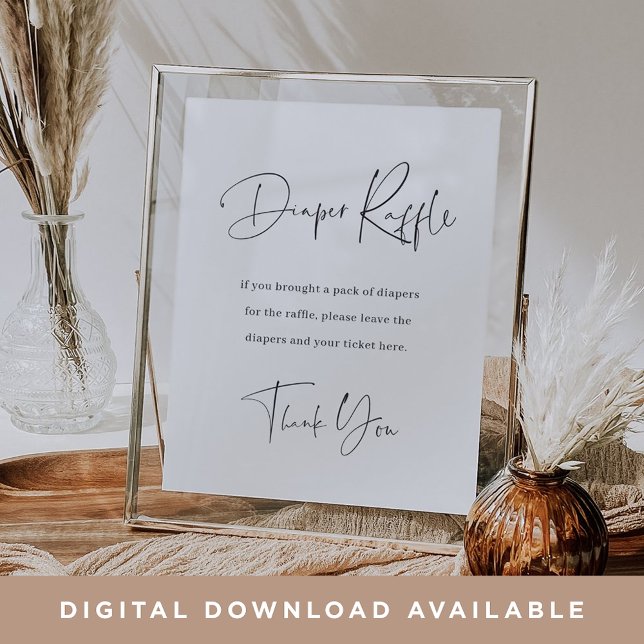 Modernes Minimalistisches Windeln Raffle Baby Dusc Poster (Von Creator hochgeladen)