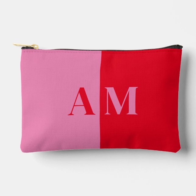 Modernes Minimalsit Rosa Erstmonogramm Zubehörtasche (Vorderseite)